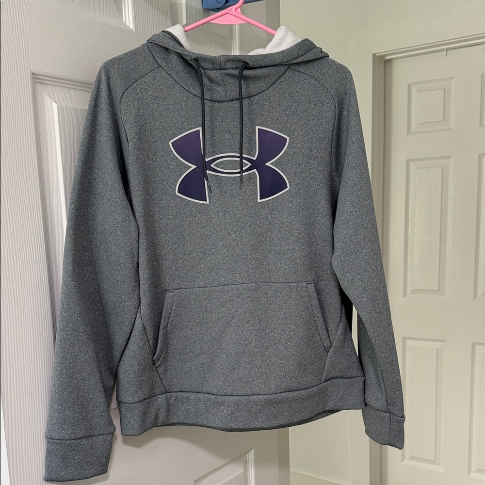 Under Armour Charcoal Hoodie with Navy Logo